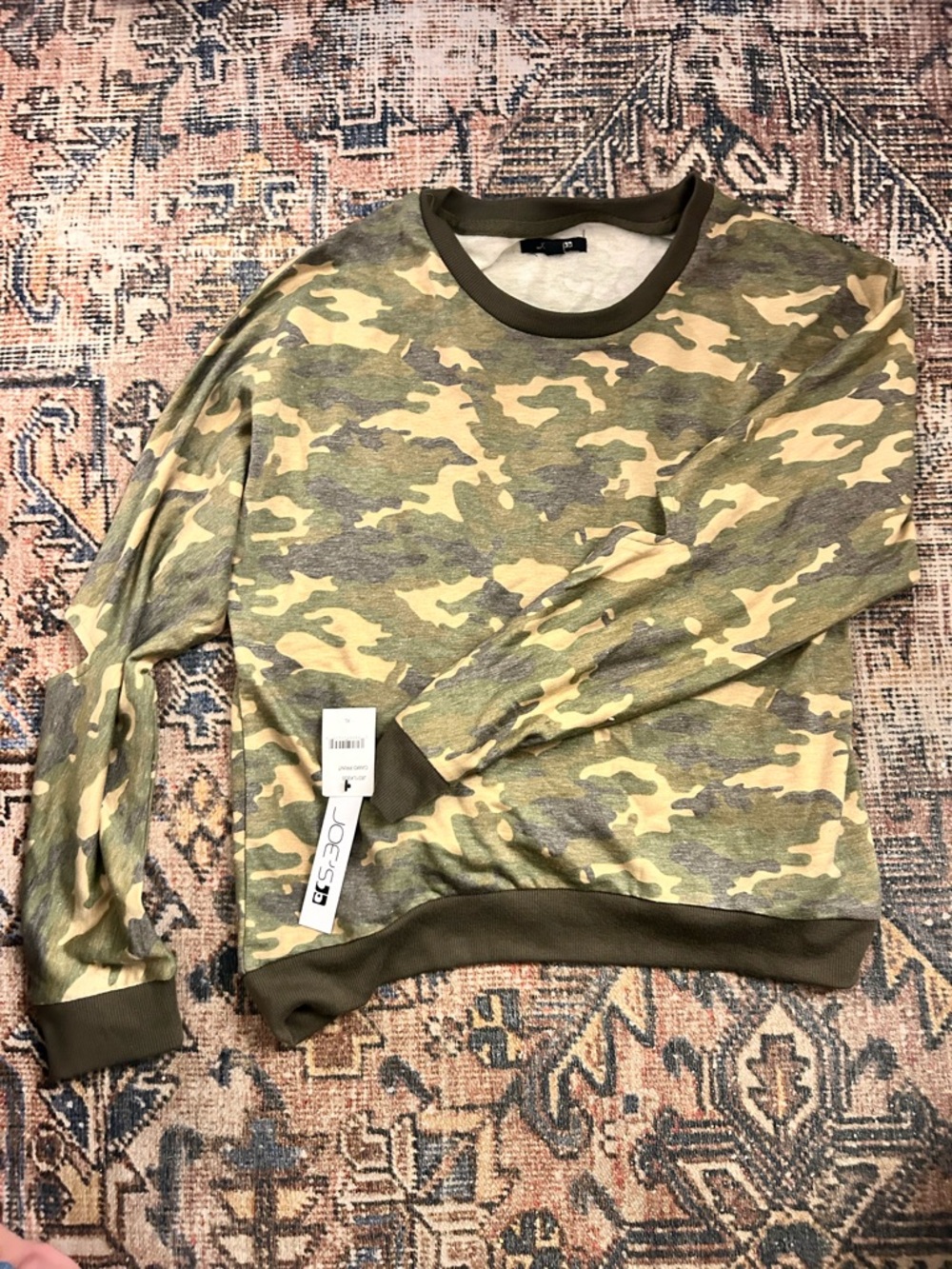 Joe's Jeans Olive and Tan Camo Pullover Sweatshirt